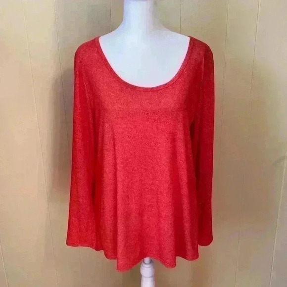LuLaRoe Orange Heathered Long Sleeve High/Low Hem Large Tunic T-Shirt. - Picture 1 of 10